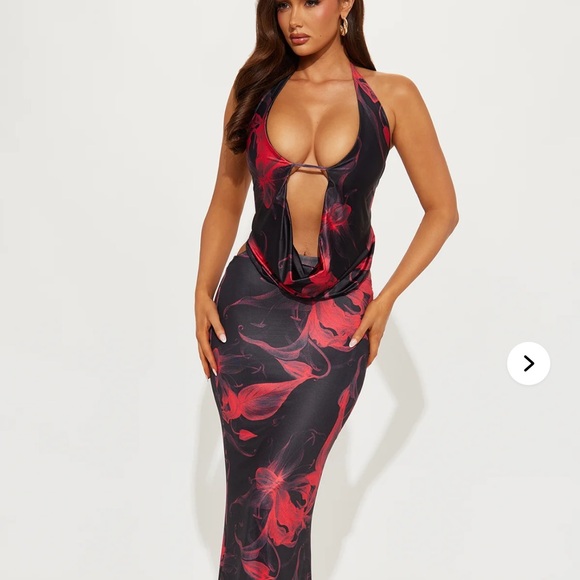 Fashion Nova Black and Red Halter Dress - Picture 4 of 4